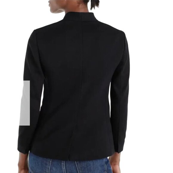 J. Crew 365 Going Out Blazer Stretch Twill Open Front Collarless Black Size 6 - Picture 4 of 7